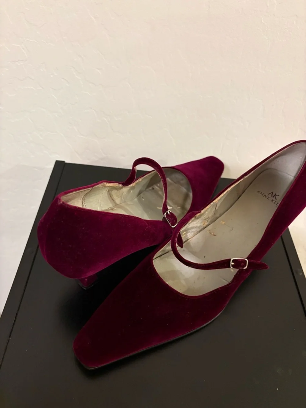 Anne Klein Wine Velvet Mary Jane Heels - Picture 4 of 7